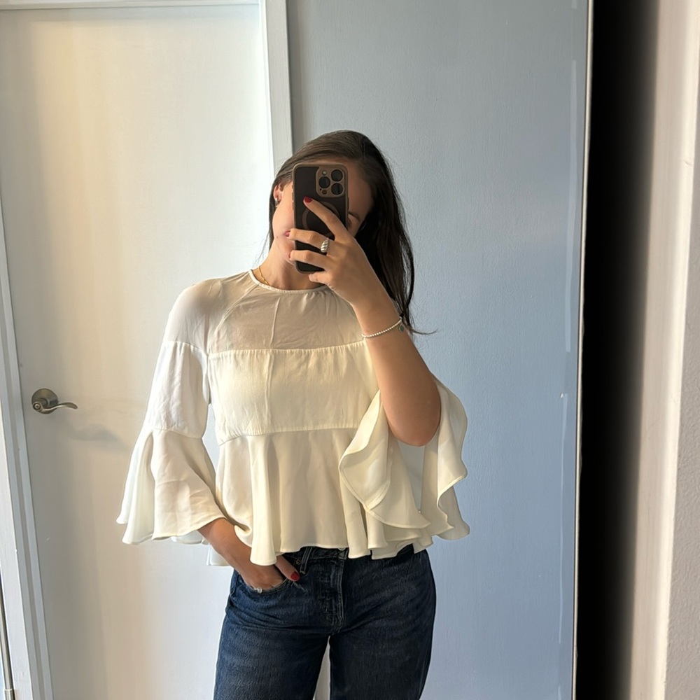 Alexis Albania Top Blouse Size Small White
